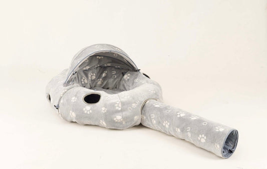 3-in-1 Katzentunnel mit extra Tunnel und Spielzeug, Spielzeug & Bett!