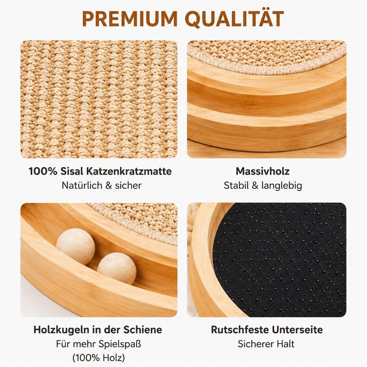 Katzenkratzbrett Katzenbett Katzenspielzeug aus Sisal - stabile Kratzmatte Holz