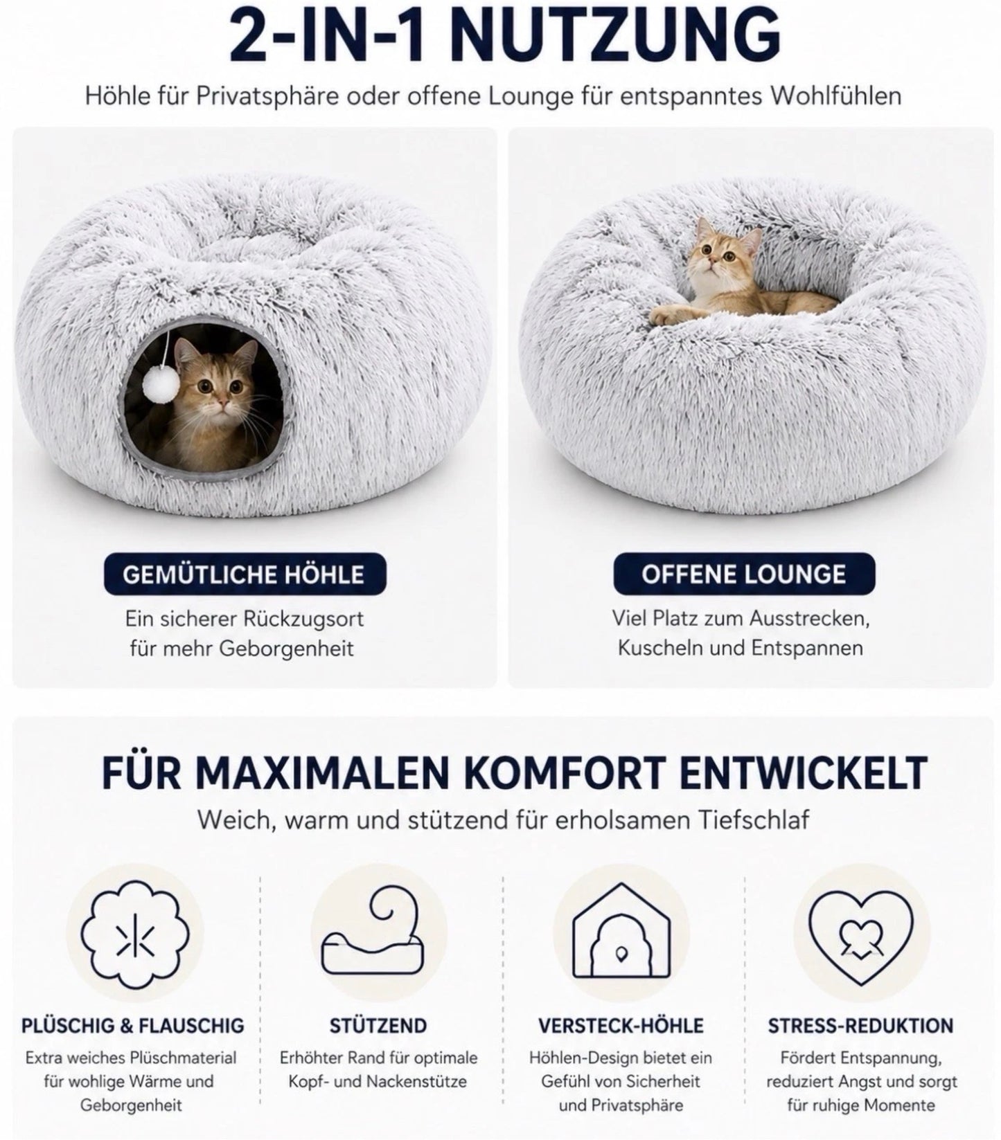 Katzentunnel Spieltunnel Katzenbett Katzenspielzeug mit extra Tunnel/Spielzeug