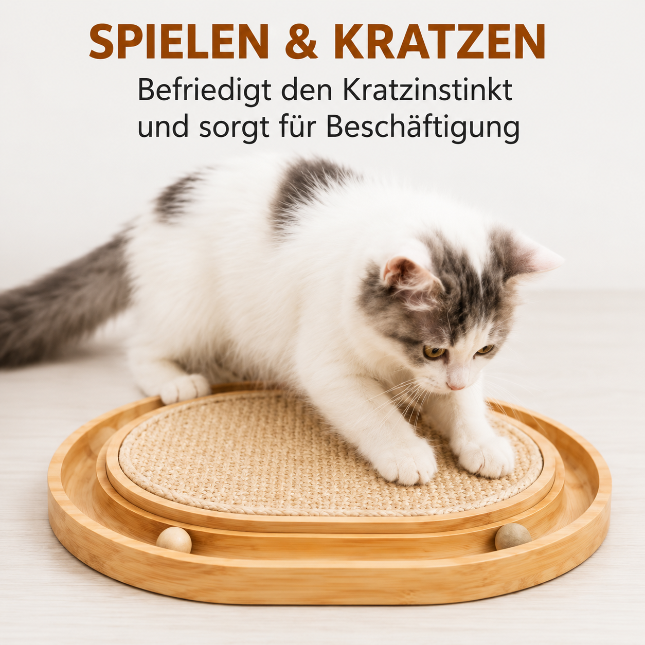 Katzenkratzbrett Katzenbett Katzenspielzeug aus Sisal - stabile Kratzmatte Holz