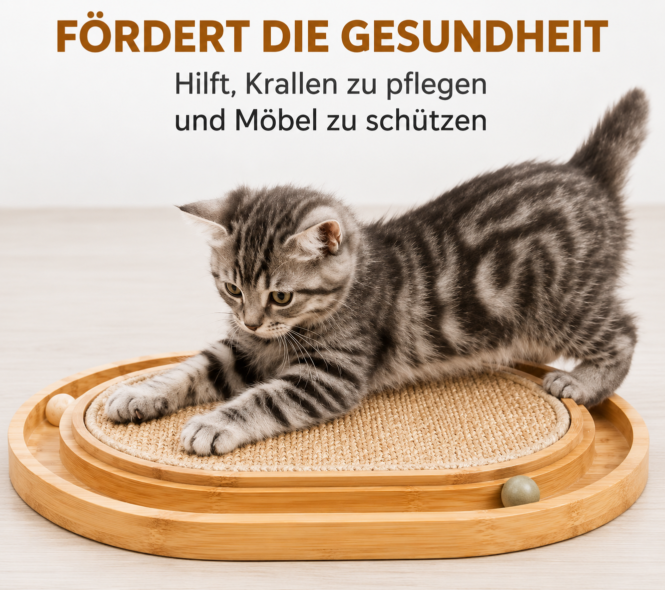 Katzenkratzbrett Katzenbett Katzenspielzeug aus Sisal - stabile Kratzmatte Holz