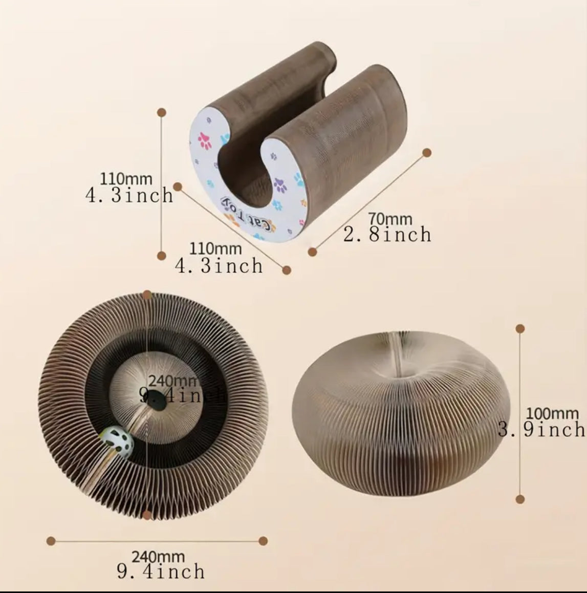 Katzenspielzeug Kratzpappe Katzenkratzbrett mit faltbarem Design und Spielball