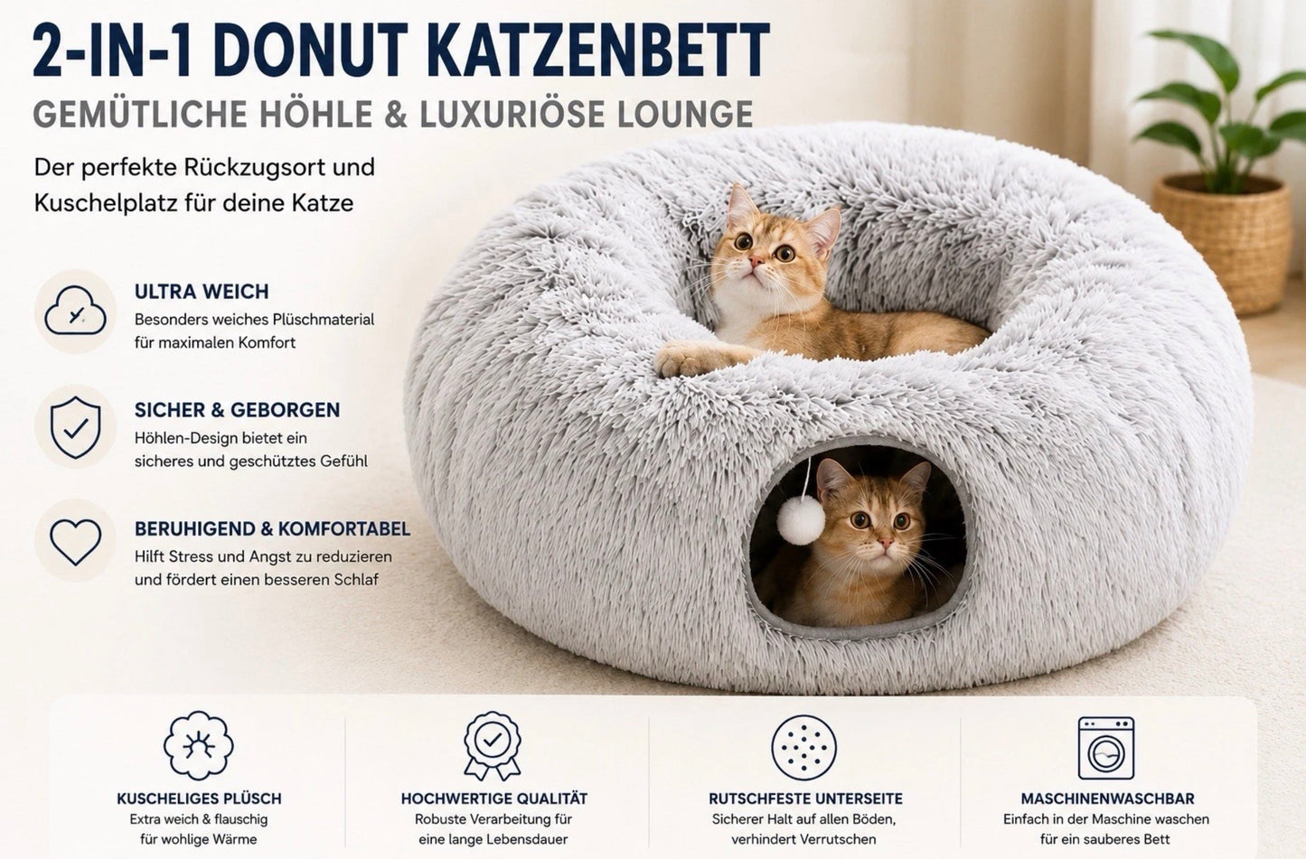 Katzentunnel Spieltunnel Katzenbett Katzenspielzeug mit extra Tunnel/Spielzeug