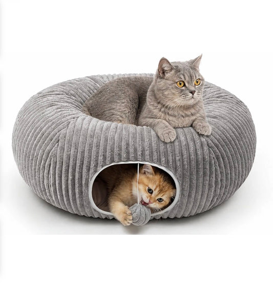 Katzentunnel Katzenbett Katzenhöhle Kuschelbett Katzenhaus Plüsch für Katzen