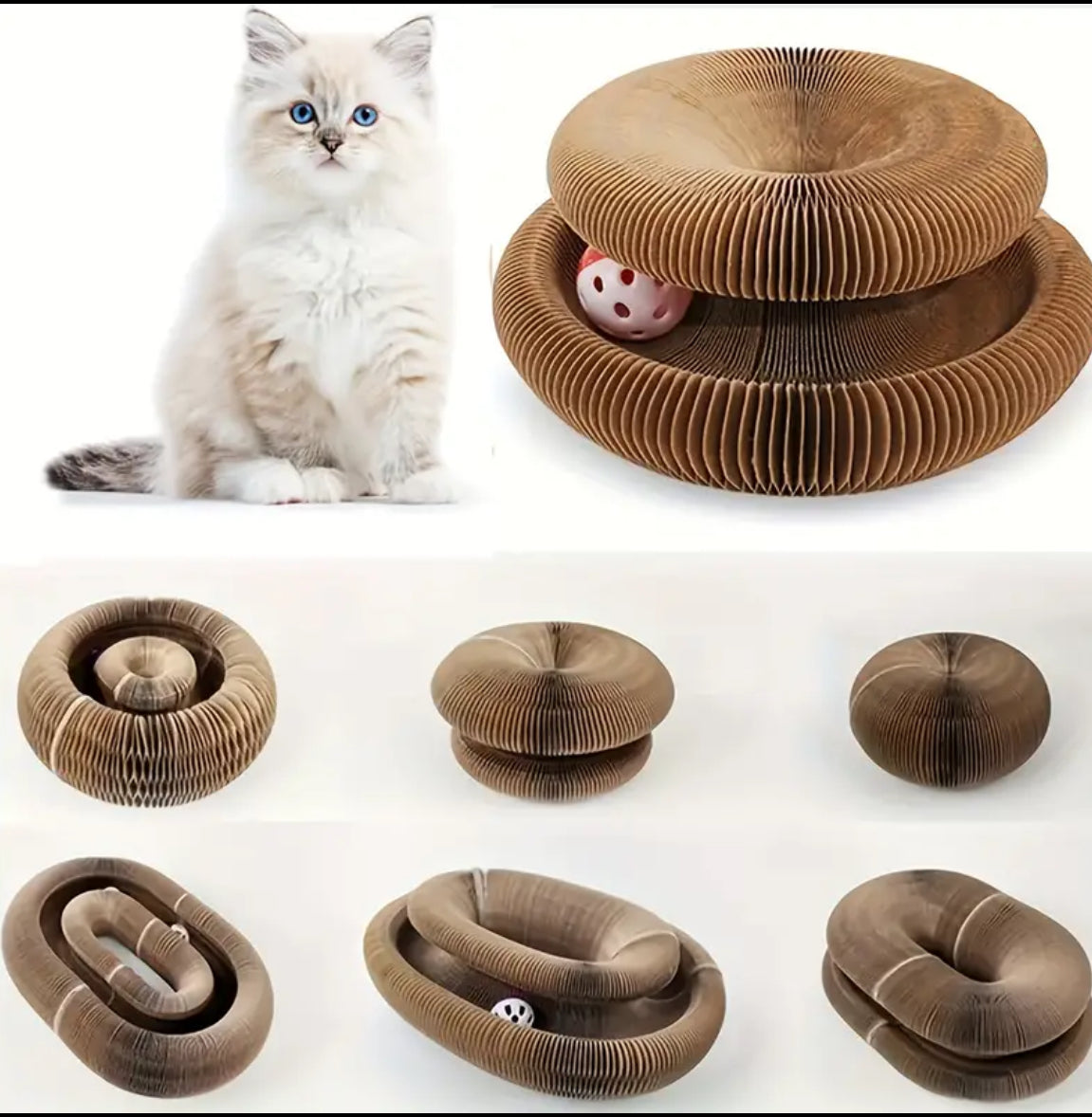 Katzenspielzeug Kratzpappe Katzenkratzbrett mit faltbarem Design und Spielball