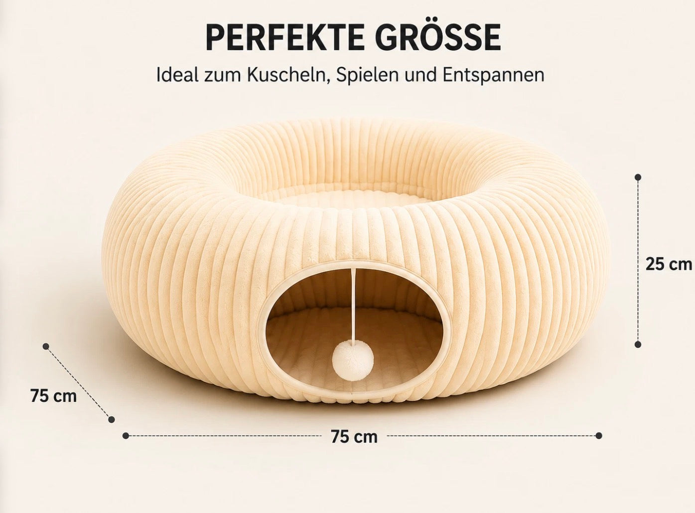 Katzentunnel Katzenbett Katzenhöhle Kuschelbett Katzenhaus Plüsch für Katzen