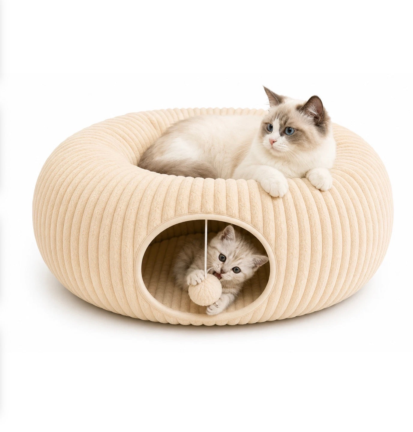 Katzentunnel Katzenbett Katzenhöhle Kuschelbett Katzenhaus Plüsch für Katzen