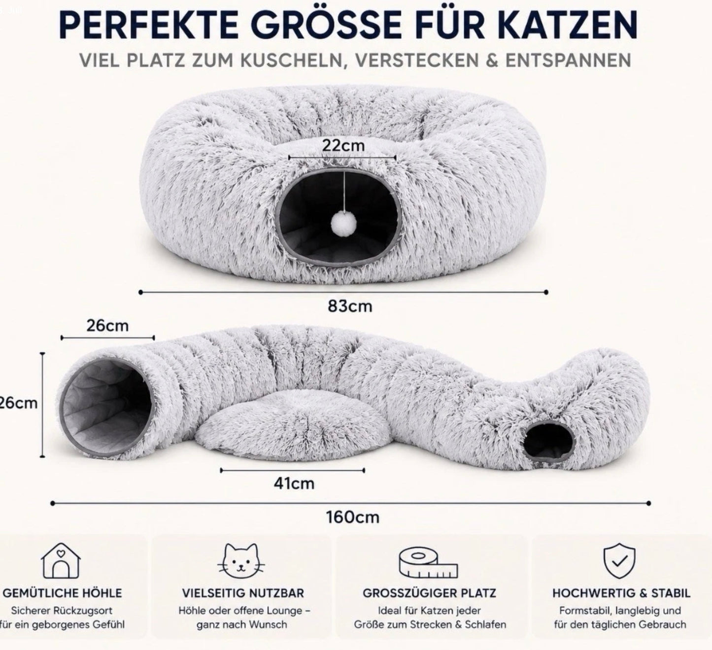 Katzentunnel Spieltunnel Katzenbett Katzenspielzeug mit extra Tunnel/Spielzeug