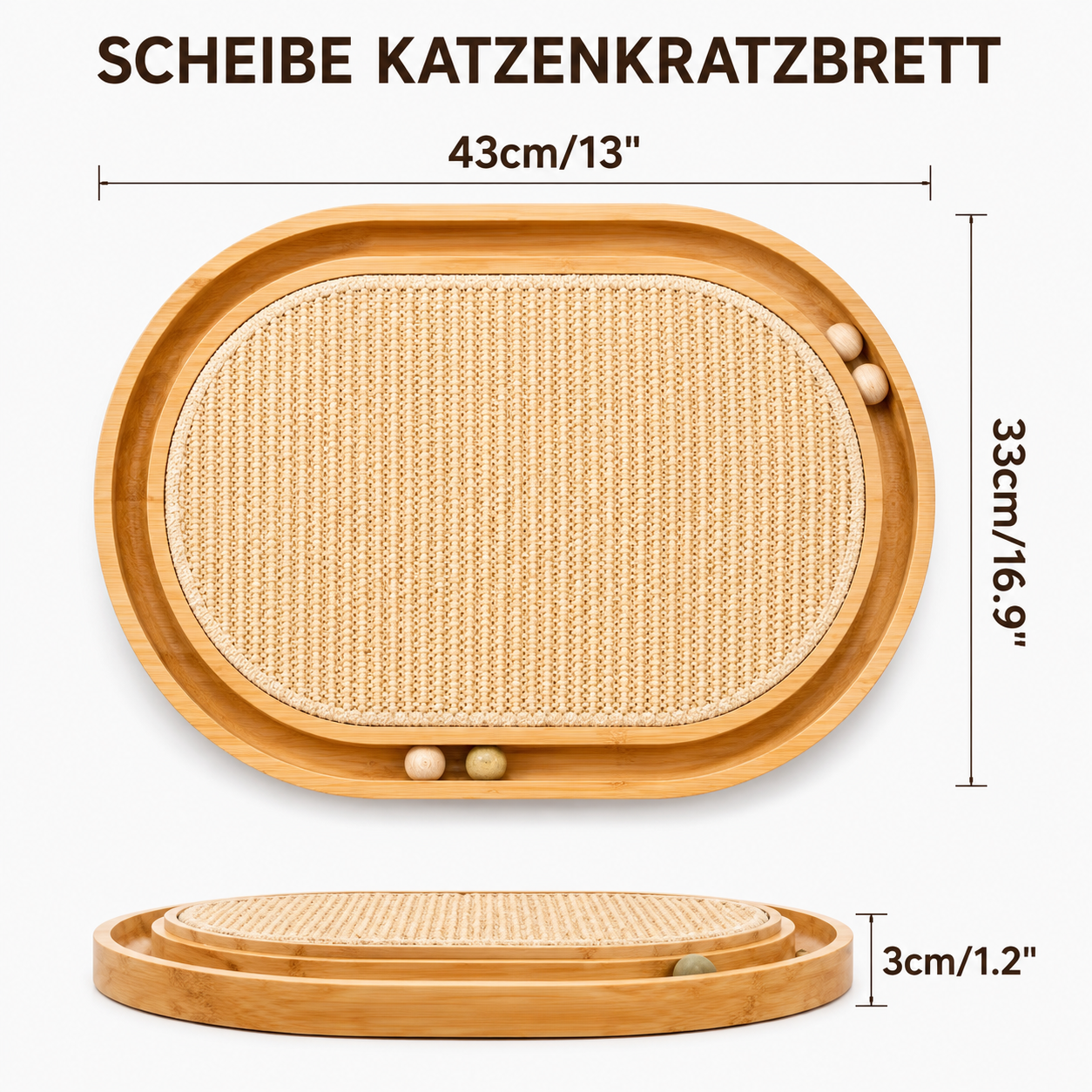 Katzenkratzbrett Katzenbett Katzenspielzeug aus Sisal - stabile Kratzmatte Holz