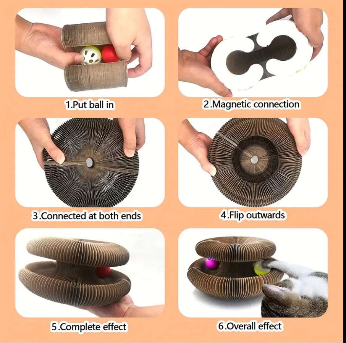 Katzenspielzeug Kratzpappe Katzenkratzbrett mit faltbarem Design und Spielball