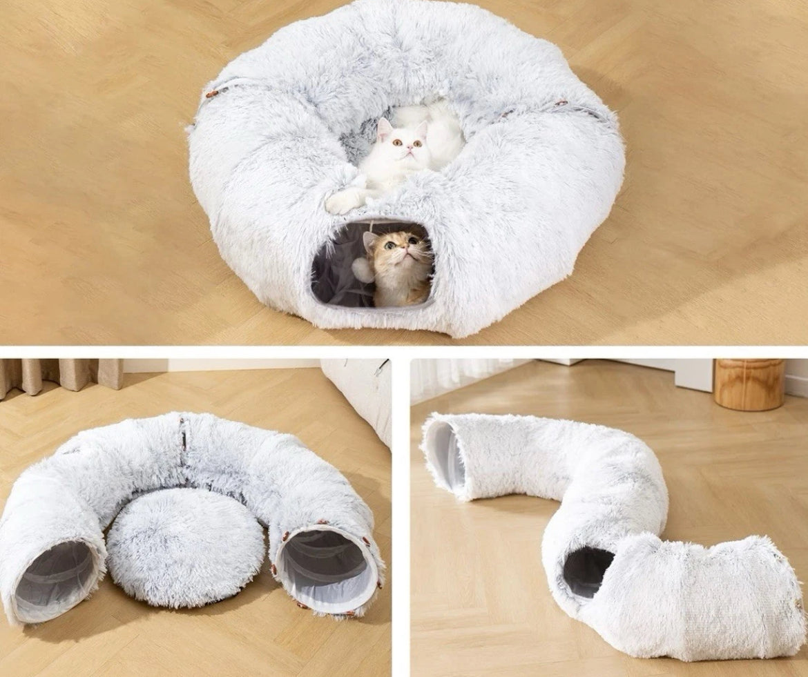 Katzentunnel Spieltunnel Katzenbett Katzenspielzeug mit extra Tunnel/Spielzeug