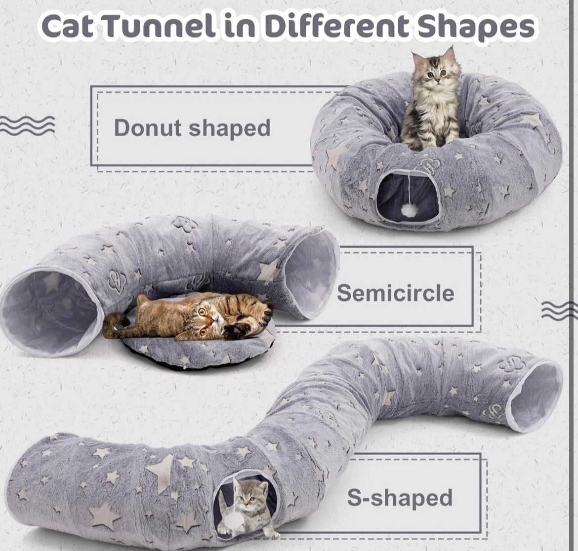 Katzentunnel Katzenbett Spieltunnel Katzenspielzeug mit extra Tunnel/Spielzeug