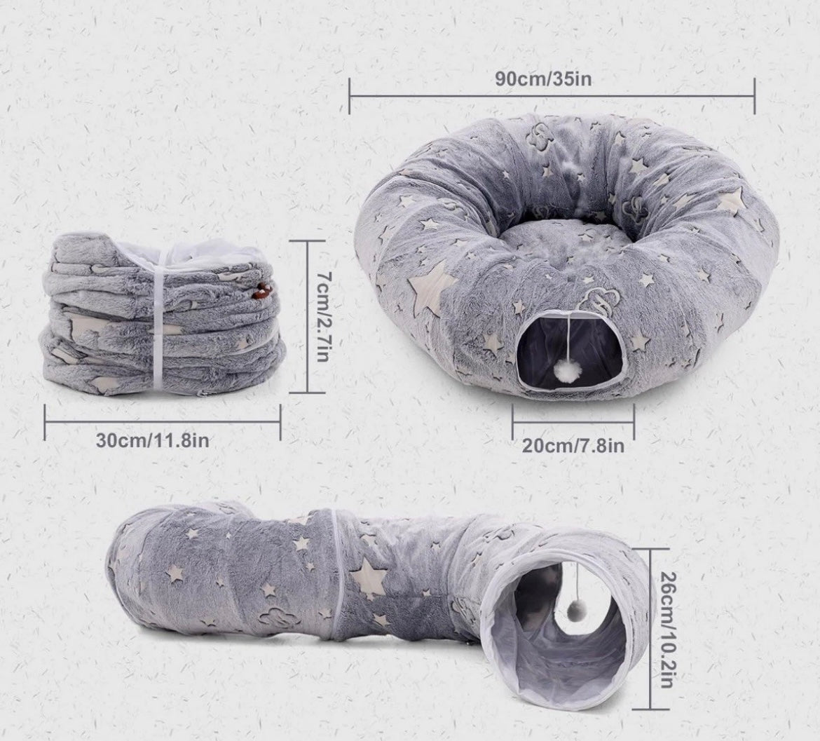 Katzentunnel Katzenbett Spieltunnel Katzenspielzeug mit extra Tunnel/Spielzeug
