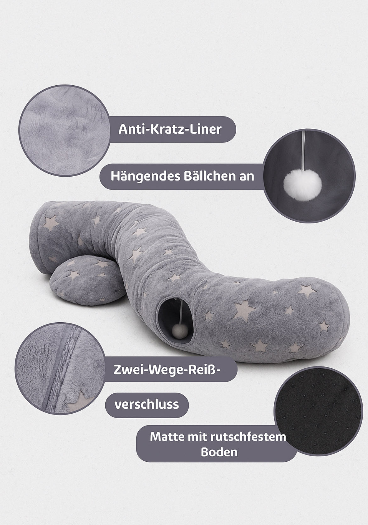 Katzentunnel Katzenbett Spieltunnel Katzenspielzeug mit extra Tunnel/Spielzeug