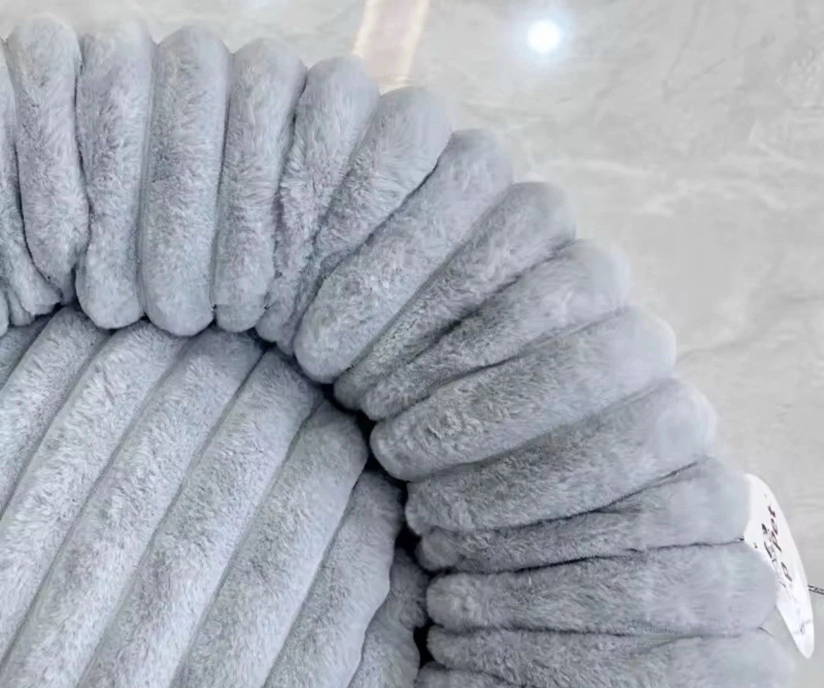 Hundebett& Katzenbett rund 50/80cm Grau - Kuschliges Plüschbett für Katzen & kleine/ mittelgroße Hunde