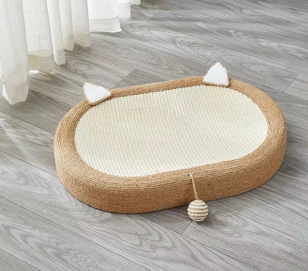 Katzenkratzbrett mit Spielball und Kratzfläche- Kratzbaum, Katzenbett & Katzenspielzeug in einem.