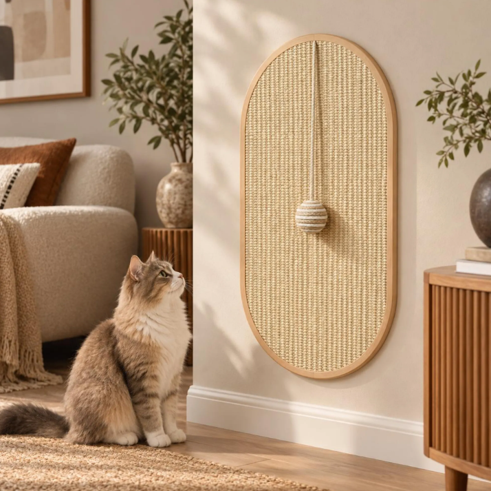 Kratzbrett für Katzen aus Sisal zur Wandmontage, 58 x 36 cm
